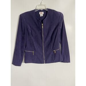 Vintage R&K Blazer Size 12 Velvet Purple Shoulder Pads Whimsigoth 80s Retro